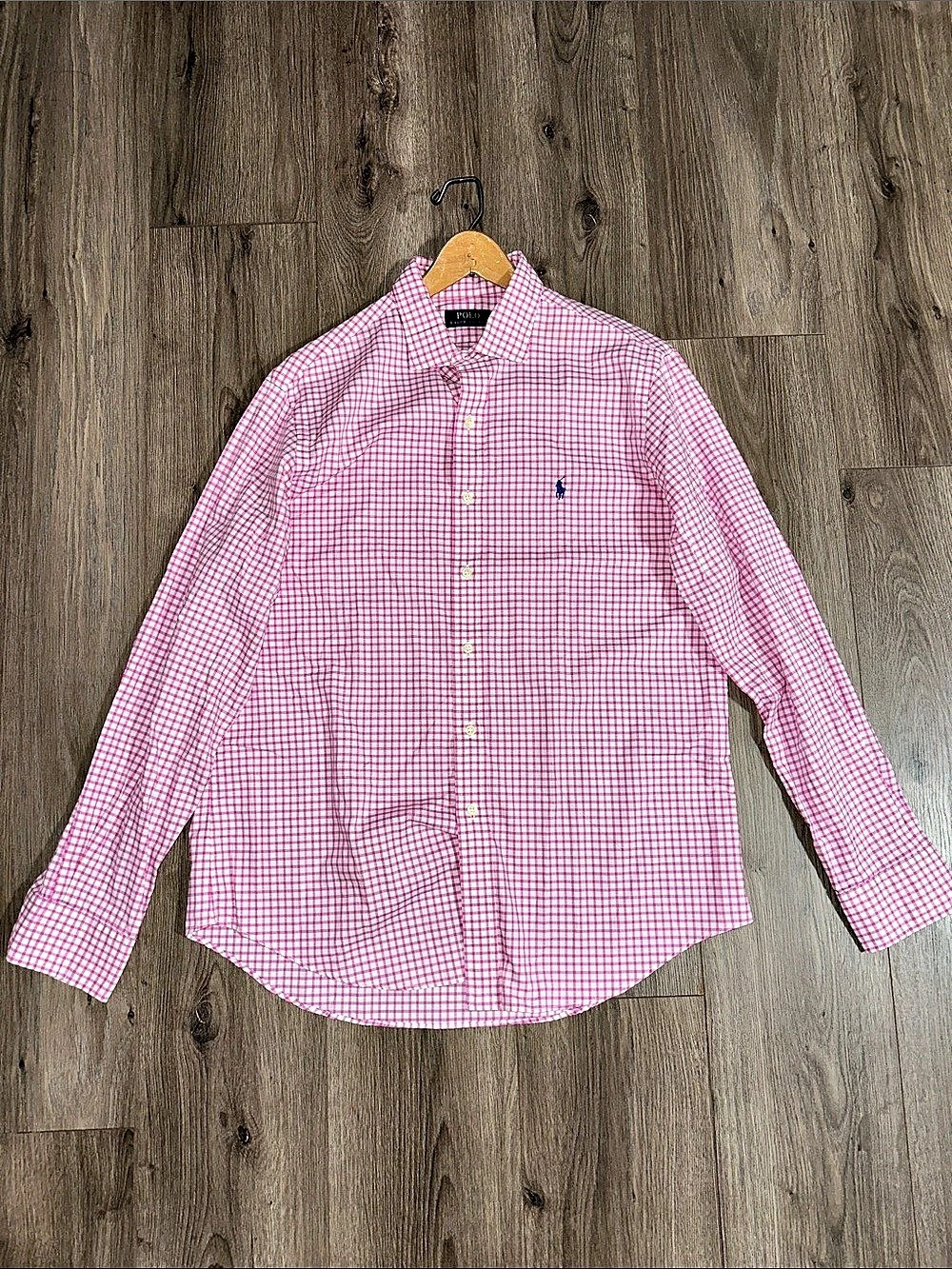 Polo Ralph Lauren Checkered Cotton Shirt in Pink & White Large